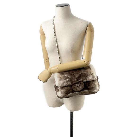 Chanel Chain Shoulder Bag Coco Mark Lapin Fur White - Picture 5 of 15